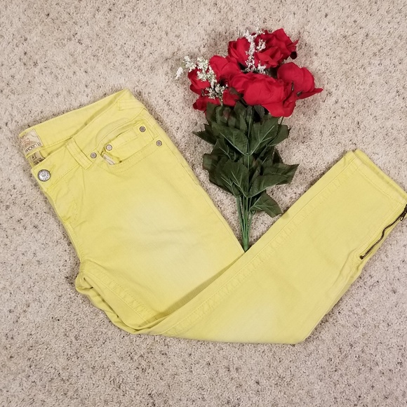 yellow jean capris
